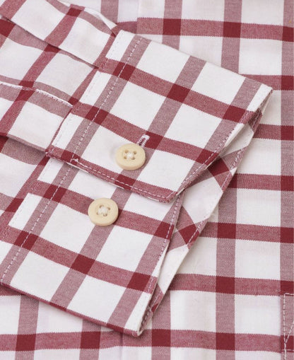 Cotton Oxford Shirt - Wine Check