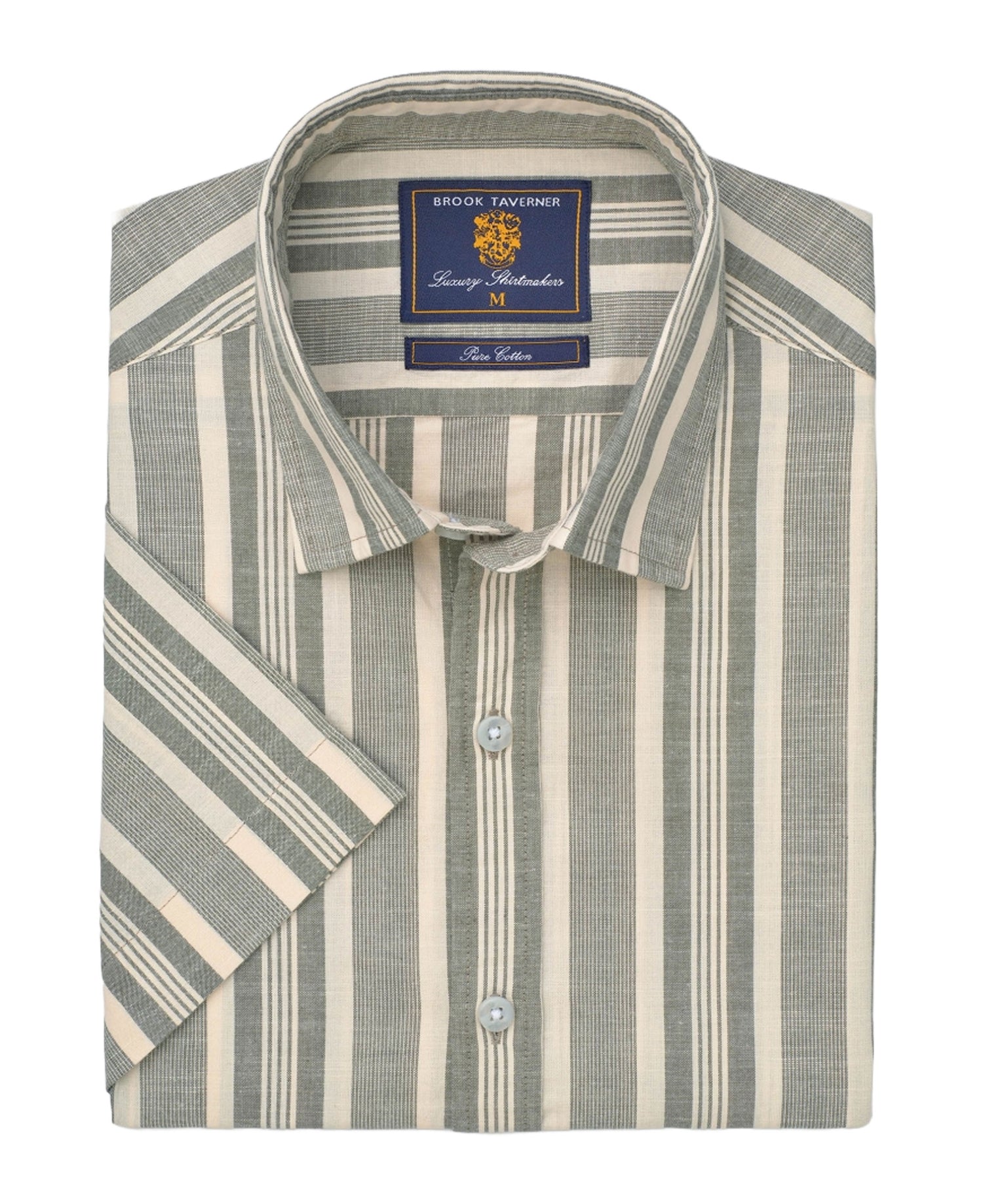 Cotton Slub Stripe Short Sleeve Shirt Regular fit - Khaki