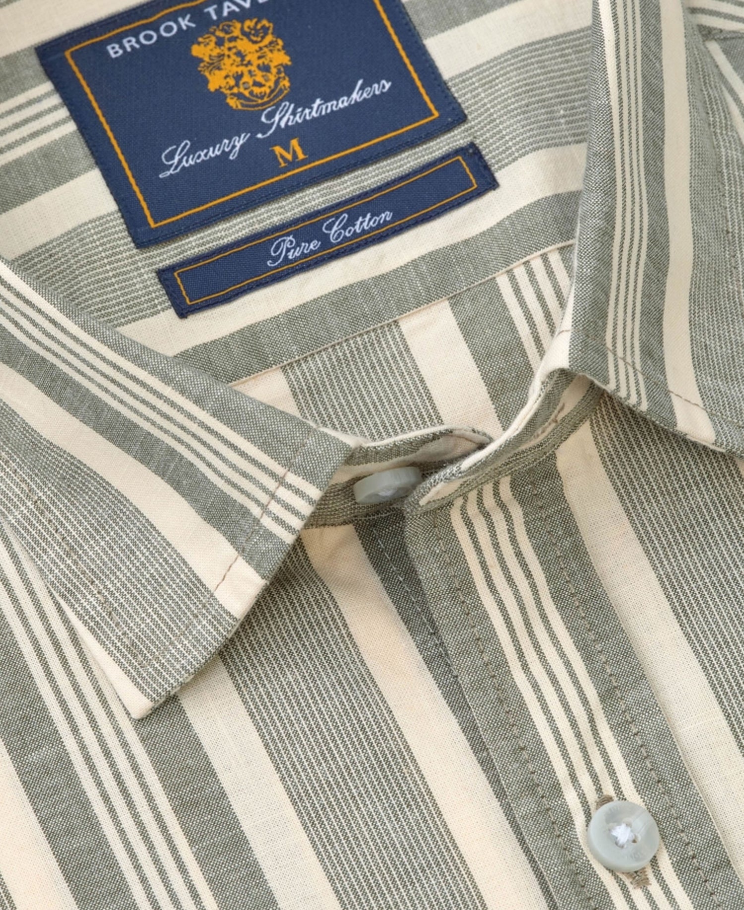 Cotton Slub Stripe Short Sleeve Shirt Regular fit - Khaki