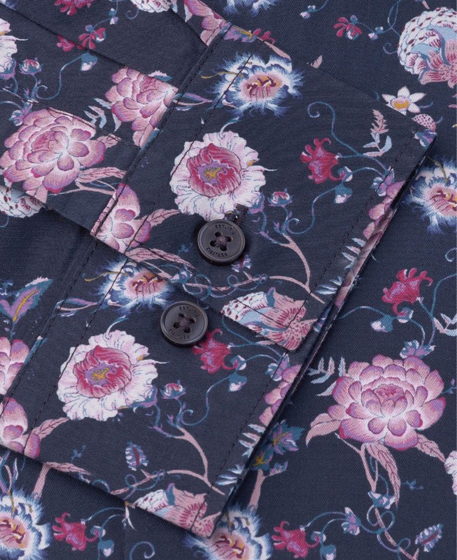 Ornate Floral Print Shirt - Navy