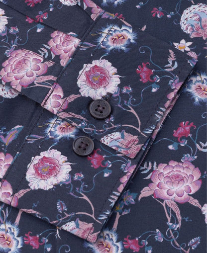 Ornate Floral Print Shirt - Navy