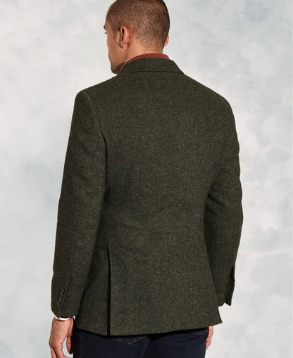 Regular Fit Dee Herringbone Wool Blend Jacket - Khaki
