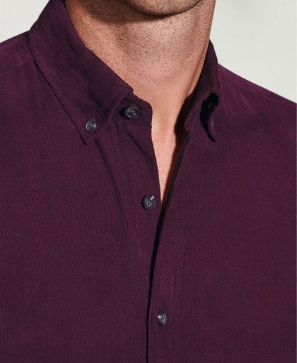 Cotton Needlecord Shirt - Plum