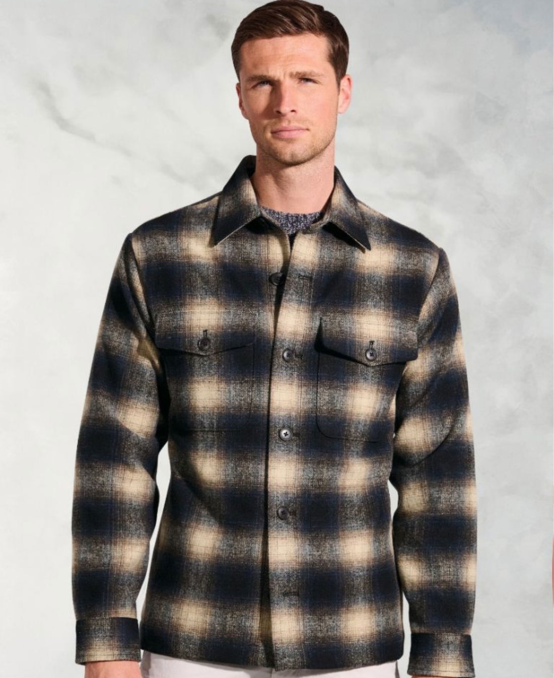 Rooks Check Overshirt - Navy