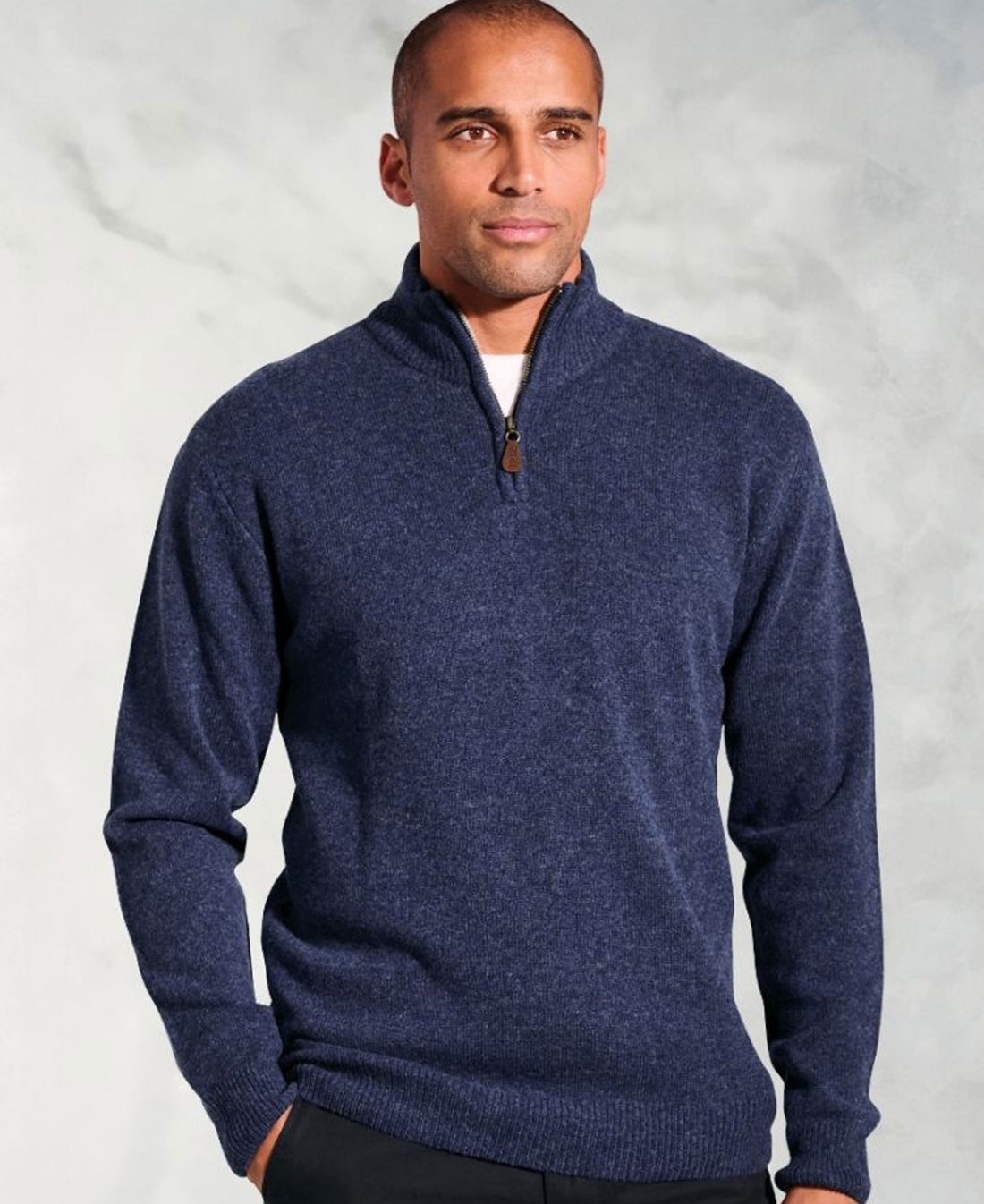 Rutherford Lambswool Zip Neck Jumper - Navy