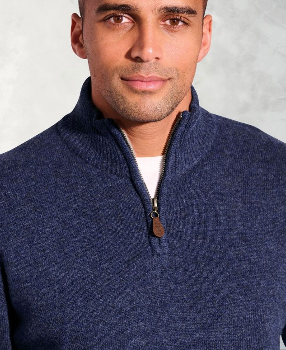 Rutherford Lambswool Zip Neck Jumper - Navy