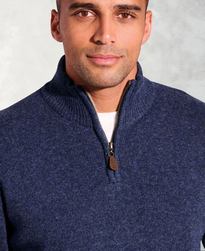 Rutherford Lambswool Zip Neck Jumper - Navy