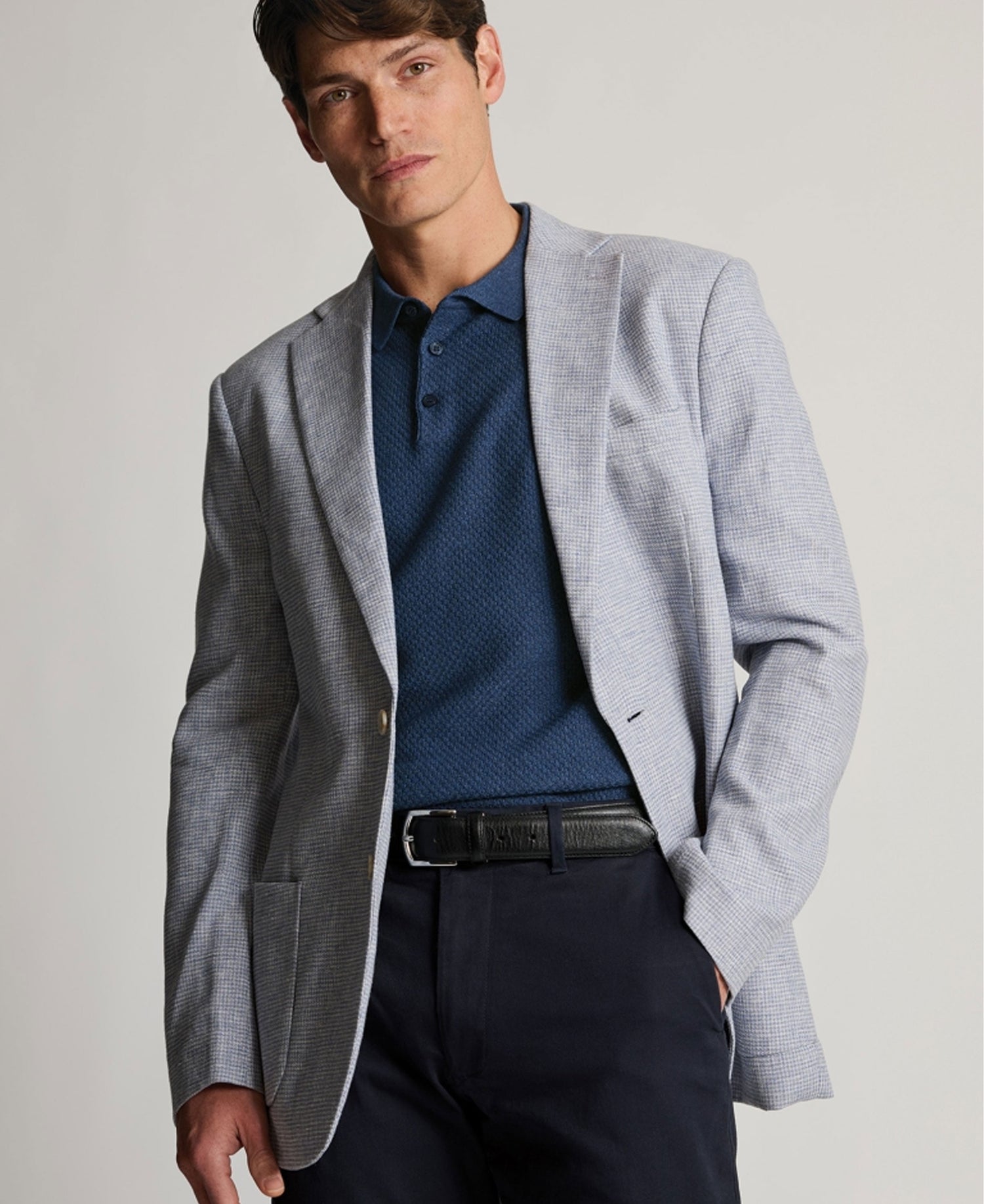 Winstow Textured Linen Blend Jacket - Blue
