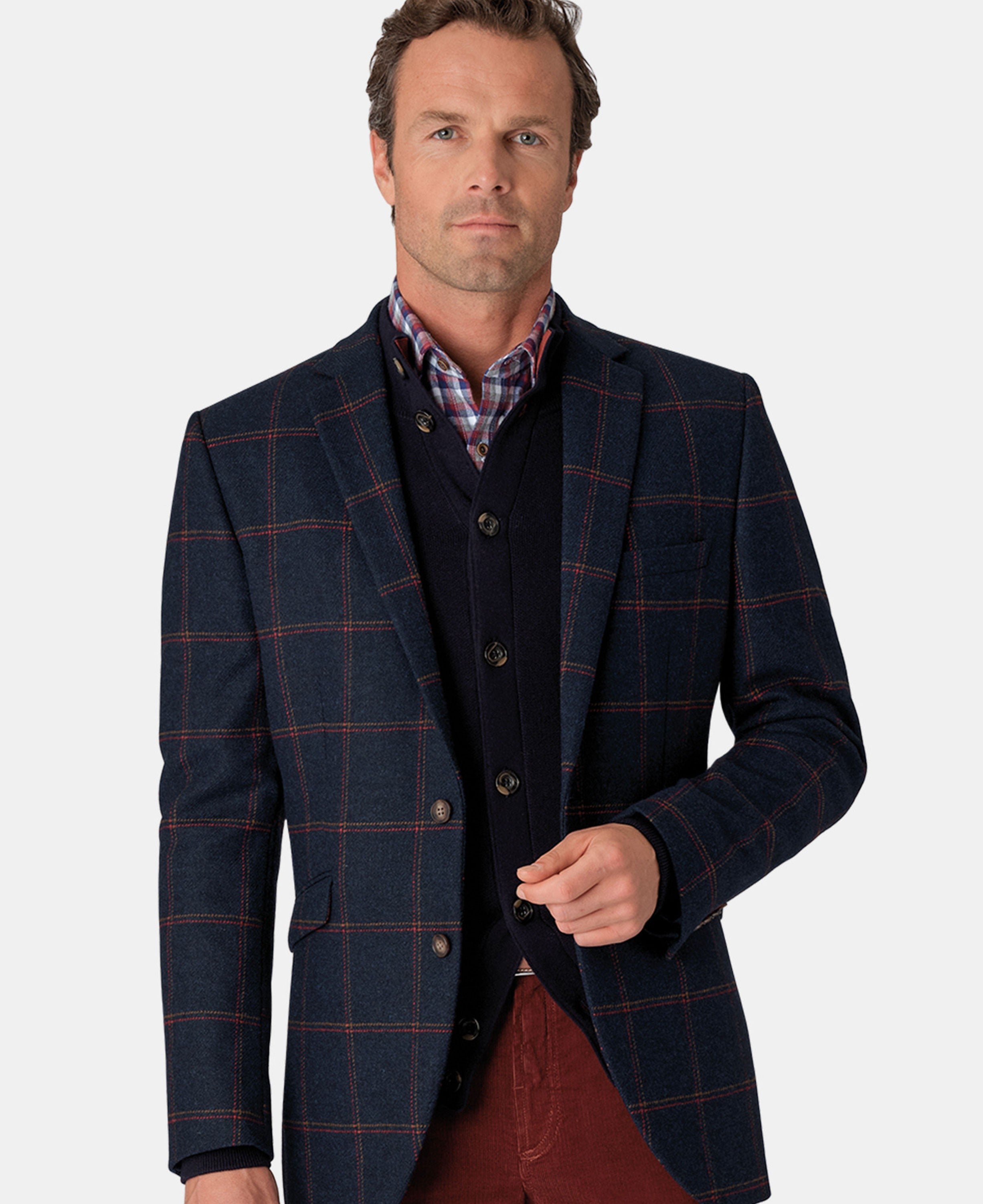 Airedale Check Tweed Jacket - Navy Check