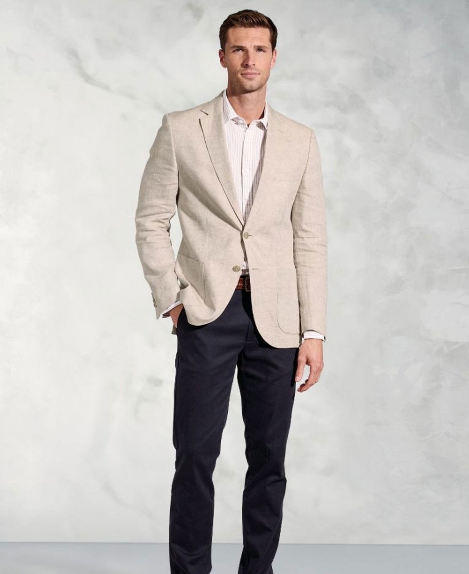 Eastwood Tailored Fit Linen Jacket - Sand