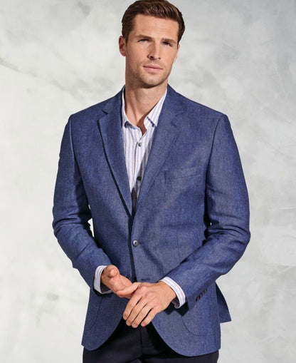 Eastwood Tailored Fit Linen Jacket - Blue