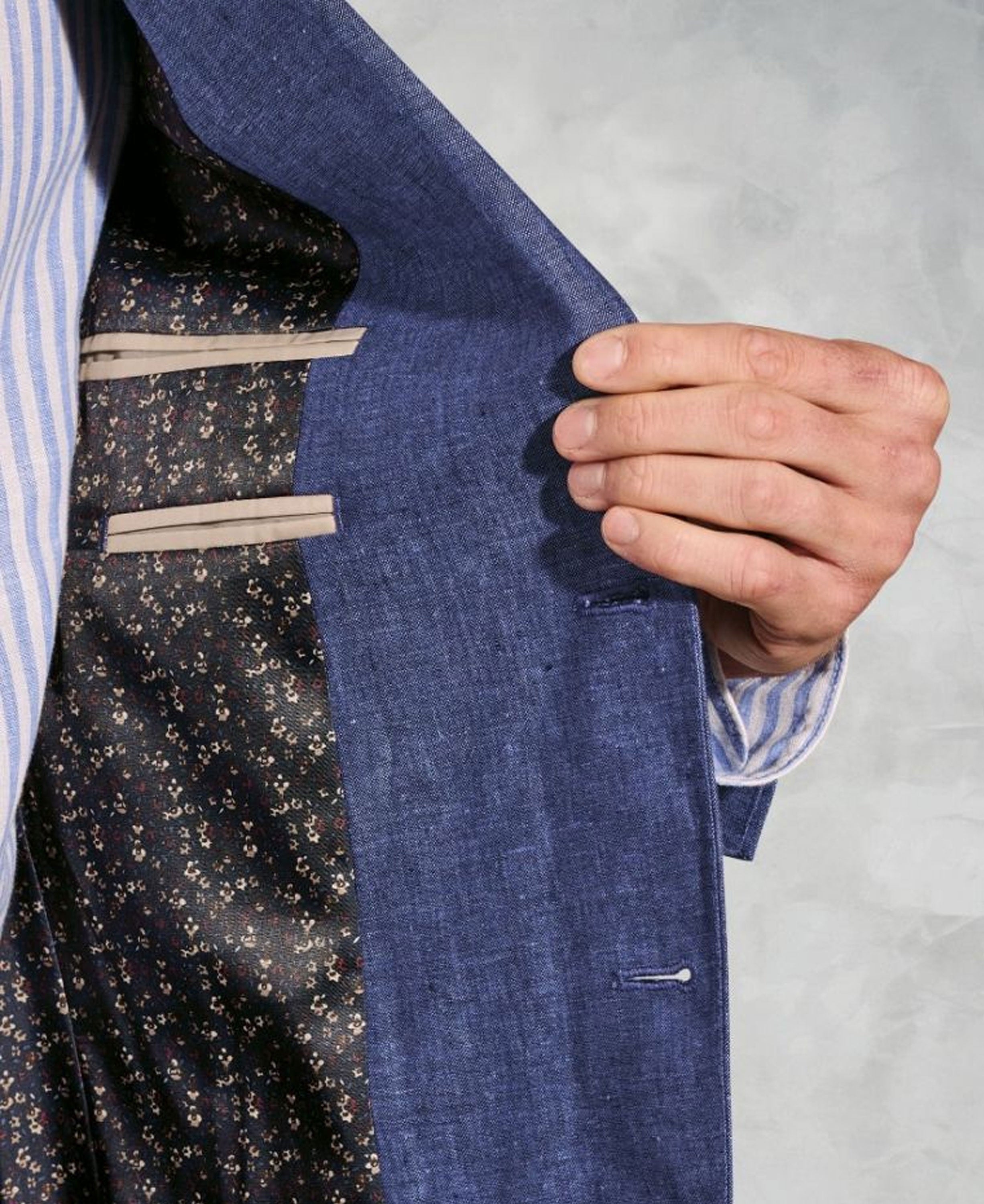 Eastwood Tailored Fit Linen Jacket - Blue