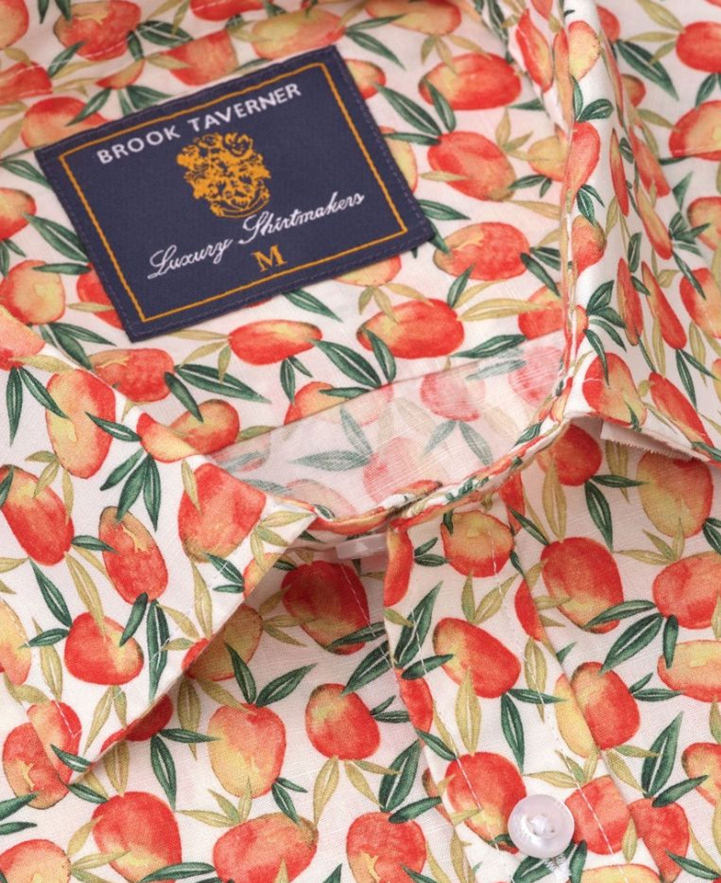 Mango Print Slub Cotton Shirt - Orange