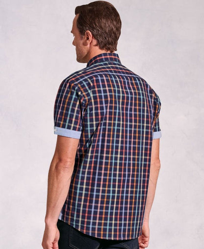 Portofino Check Short Sleeve Shirt - Navy