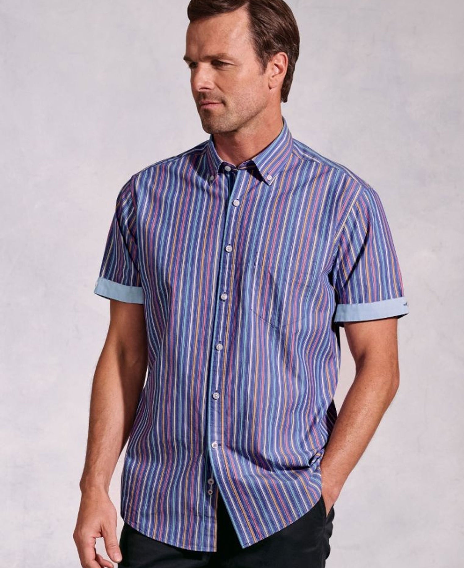 Portofino Stripe Short Sleeve Shirt - Blue