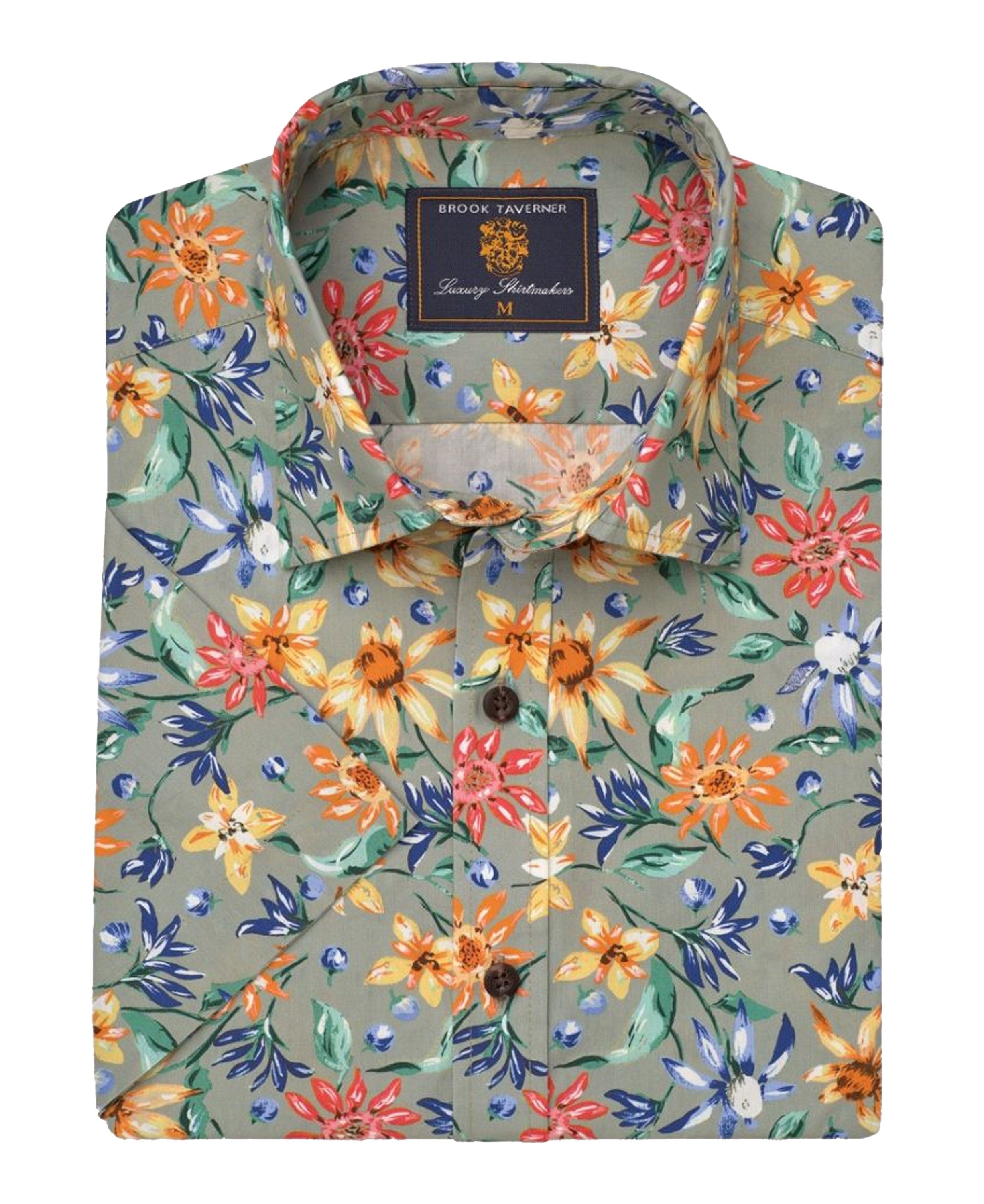 Retro Tropical Print Shirt - Sage