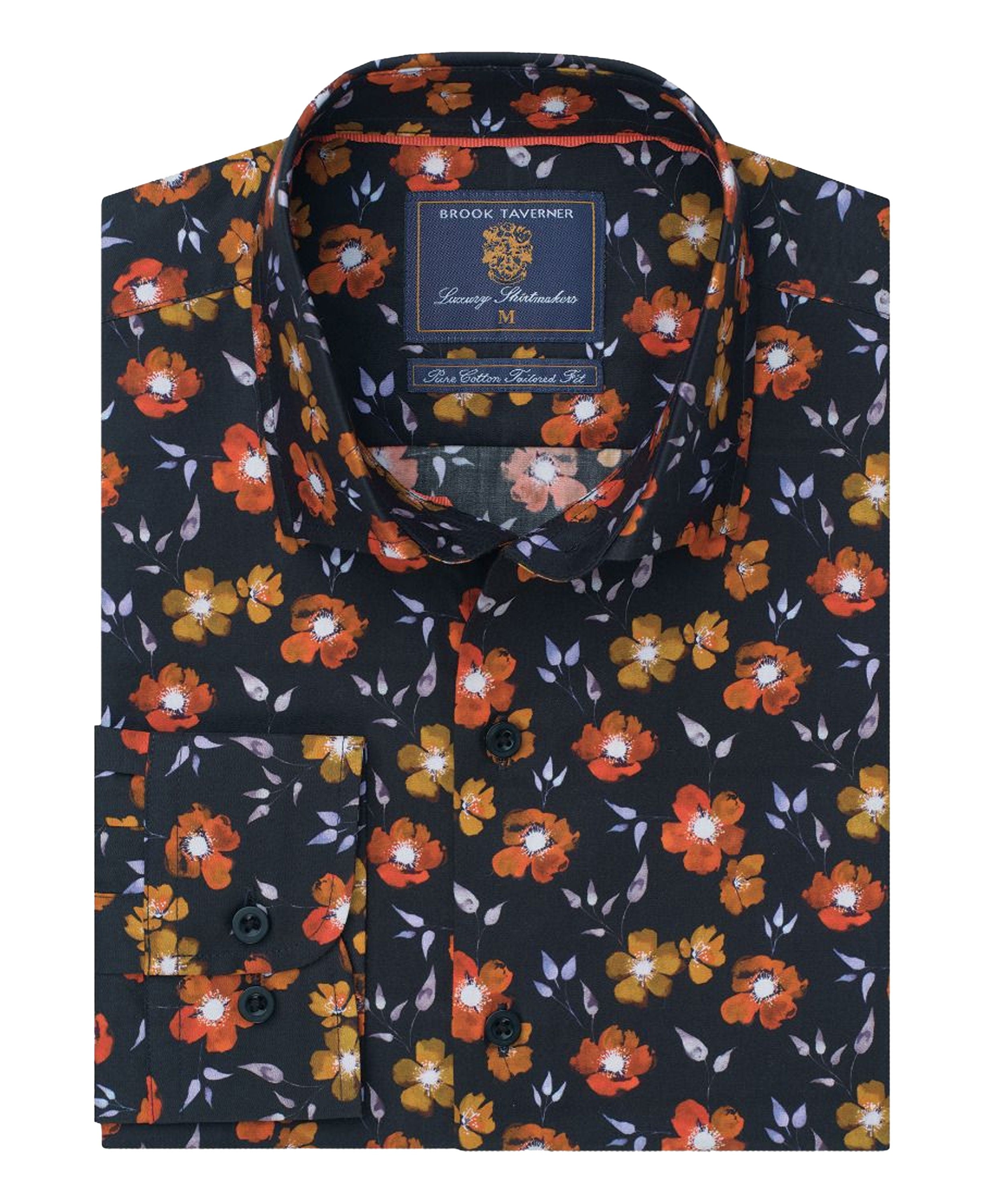 Floral Print Tailored Shirt - Black