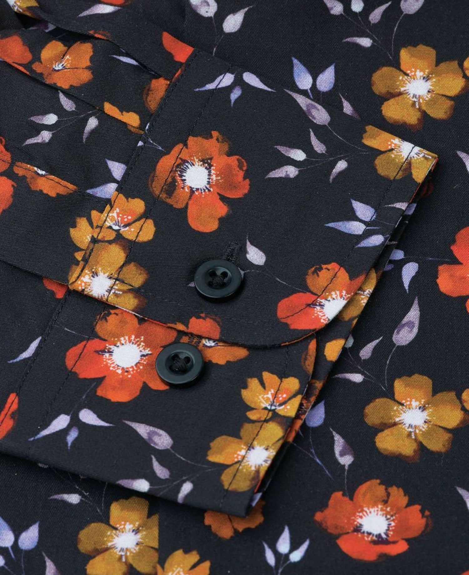 Floral Print Tailored Shirt - Black