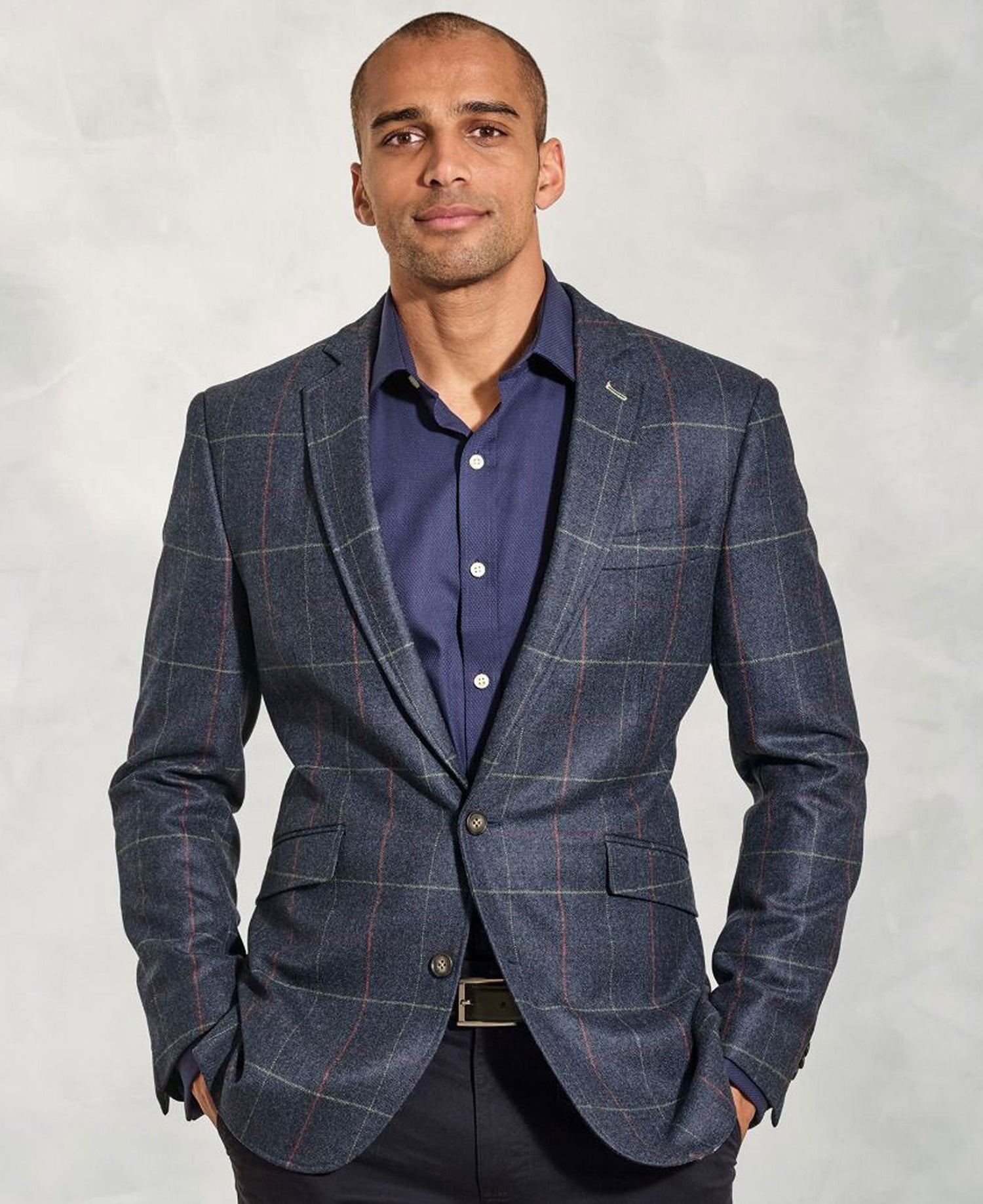 Magnum Wool Tailored Jacket - Navy Check