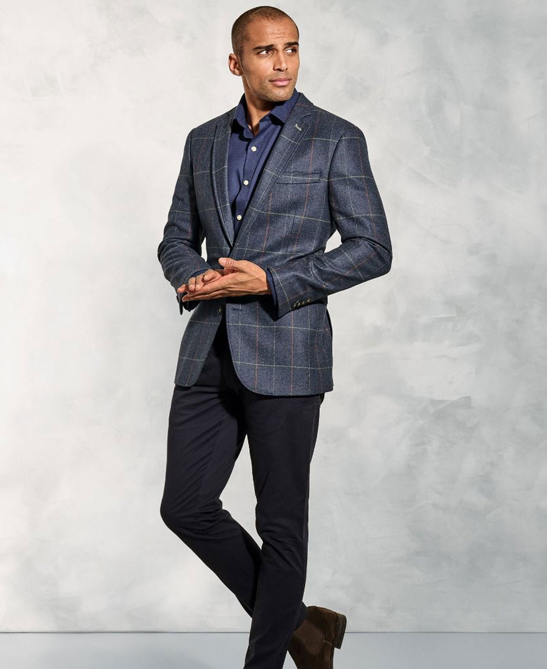 Magnum Wool Tailored Jacket - Navy Check