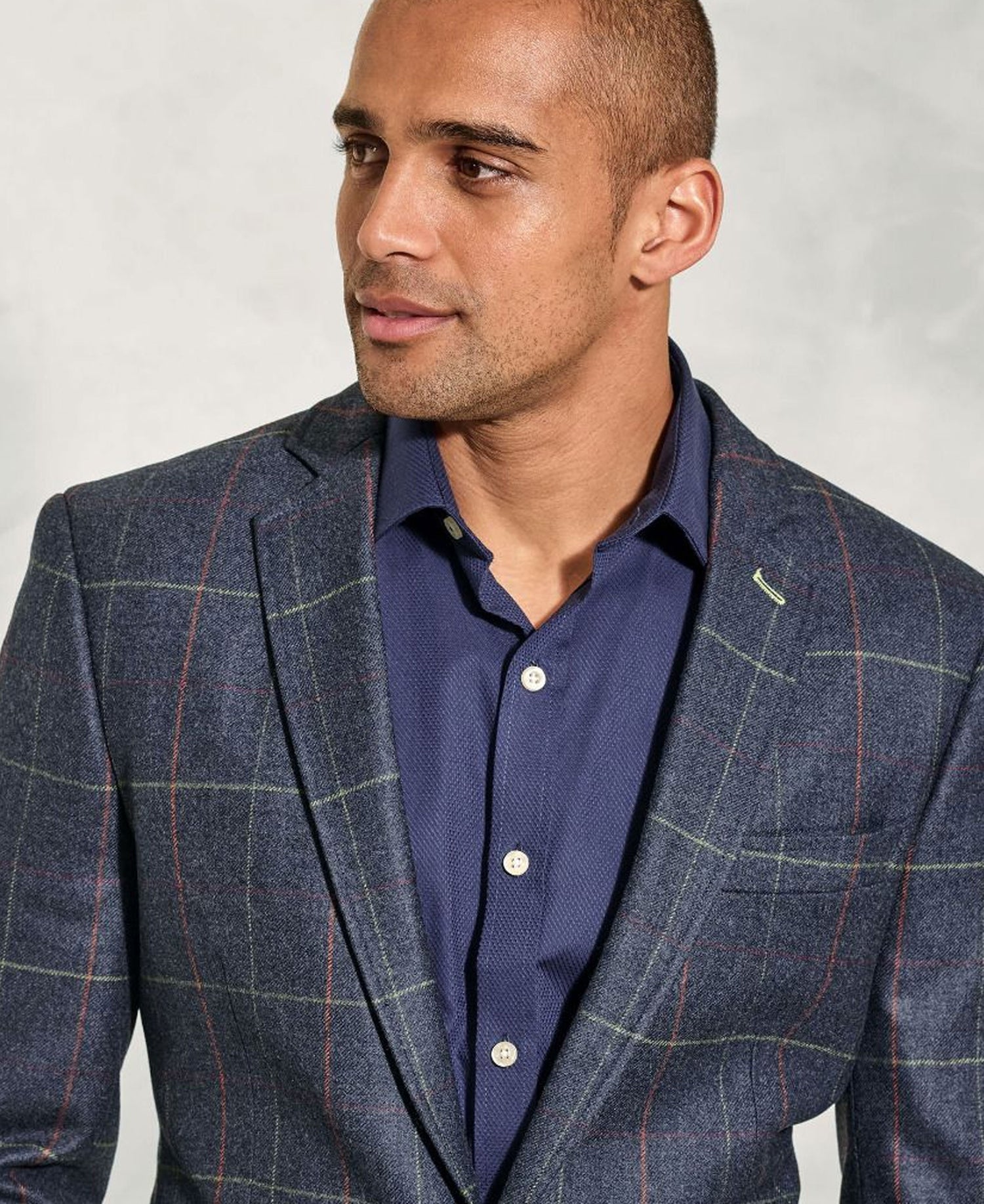 Magnum Wool Tailored Jacket - Navy Check