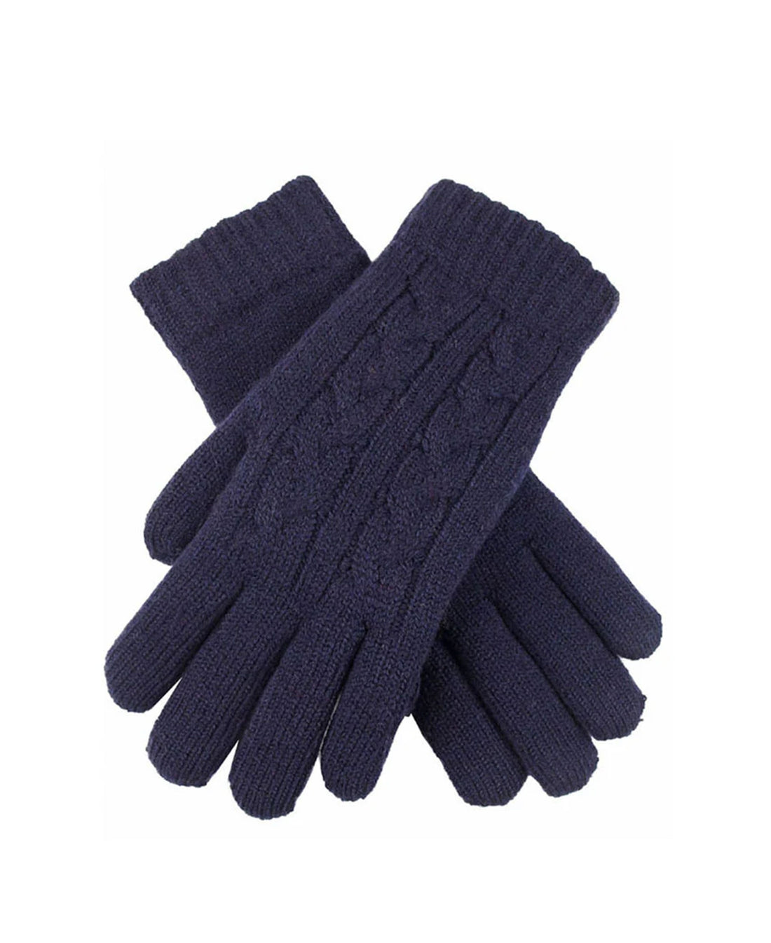 Cable Knit Gloves Fleece Lining - Navy