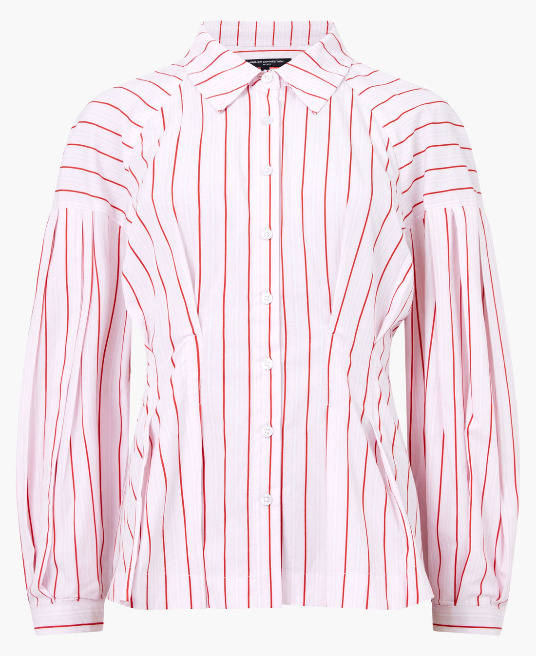 Cambria Dobby Pleat Shirt - Pink/White/Red