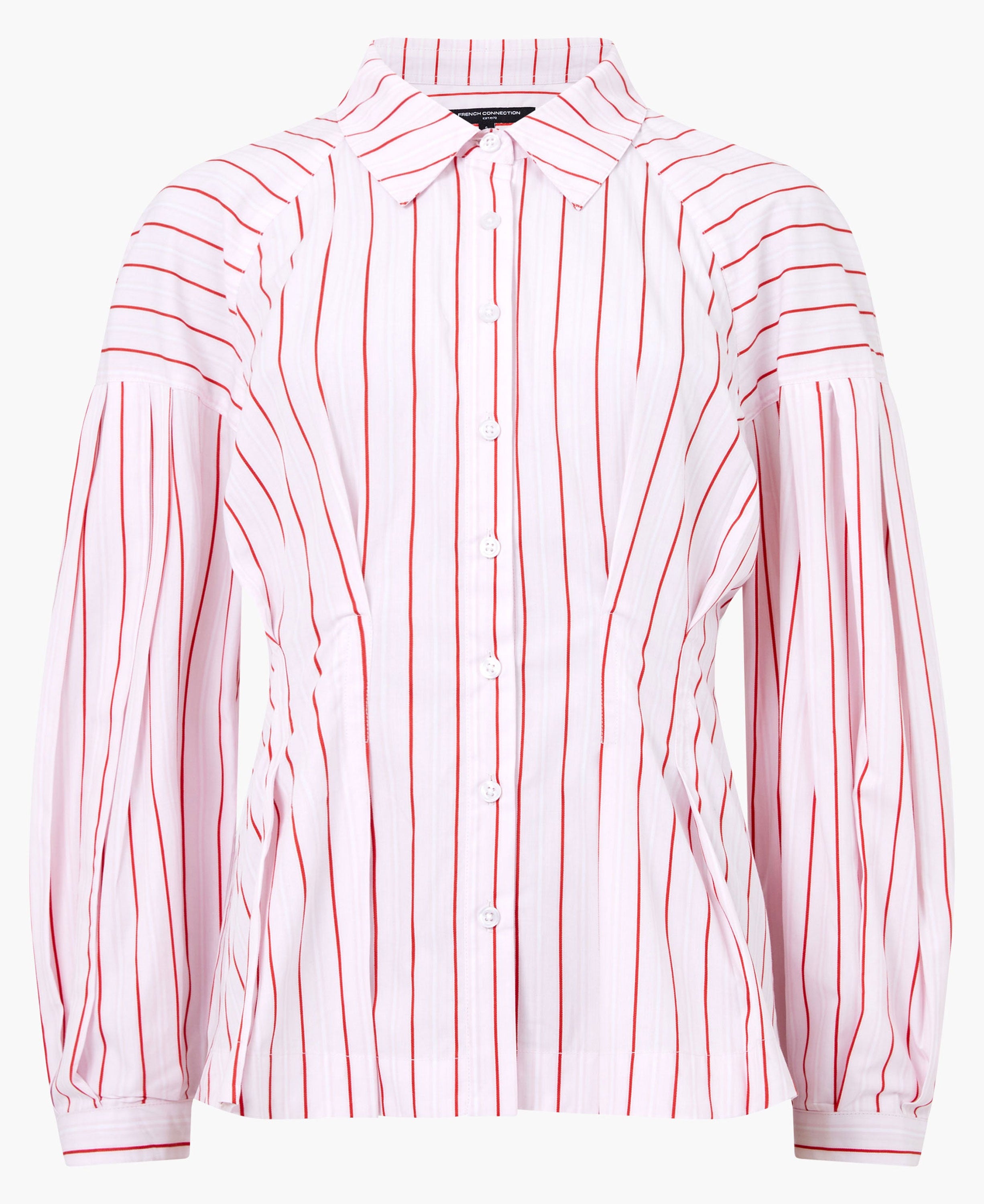 Cambria Dobby Pleat Shirt - Pink/White/Red