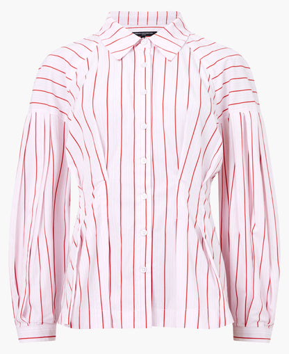 Cambria Dobby Pleat Shirt - Pink/White/Red