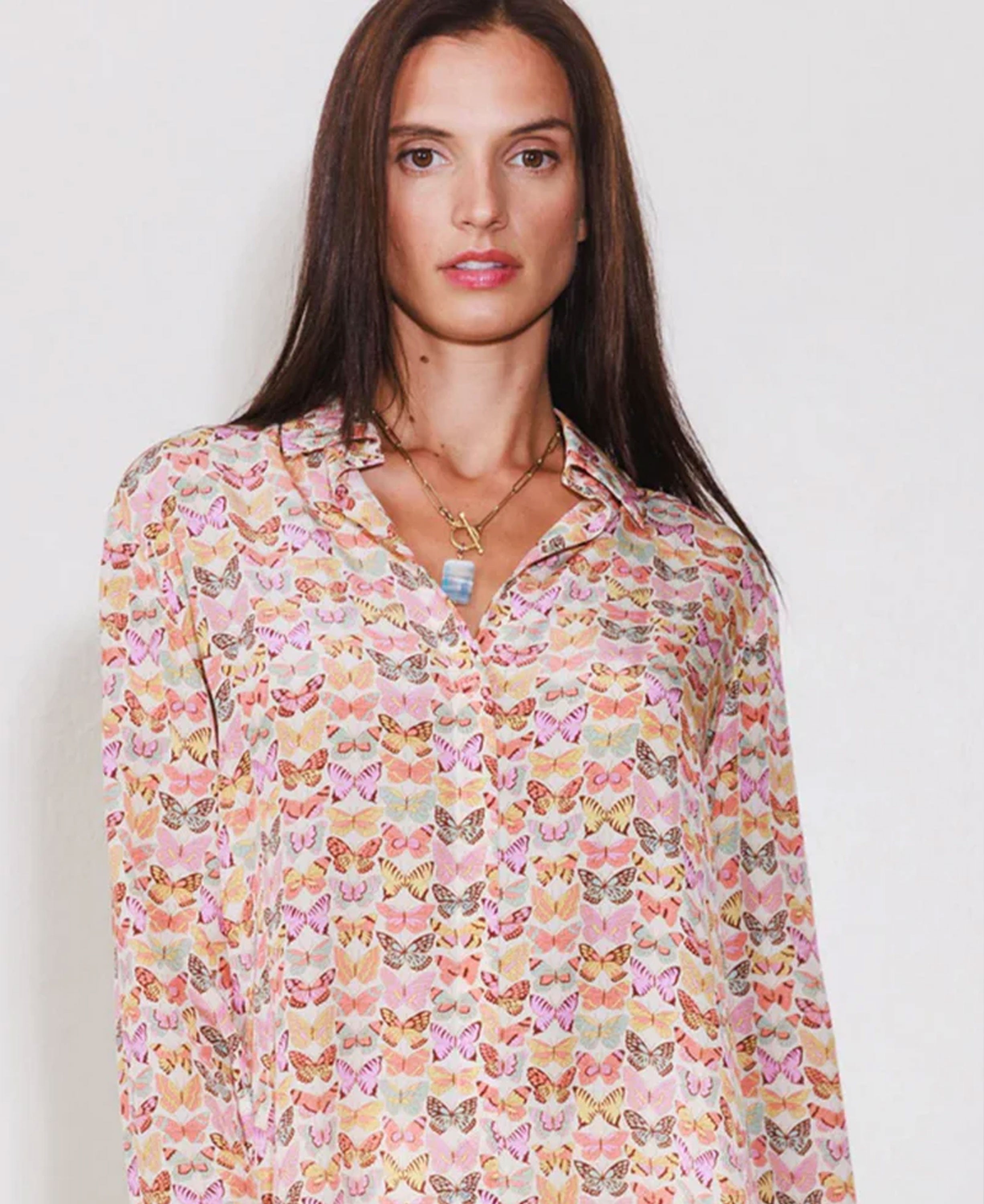 Daria French Cuff Silk Blouse - Classic Butterfly