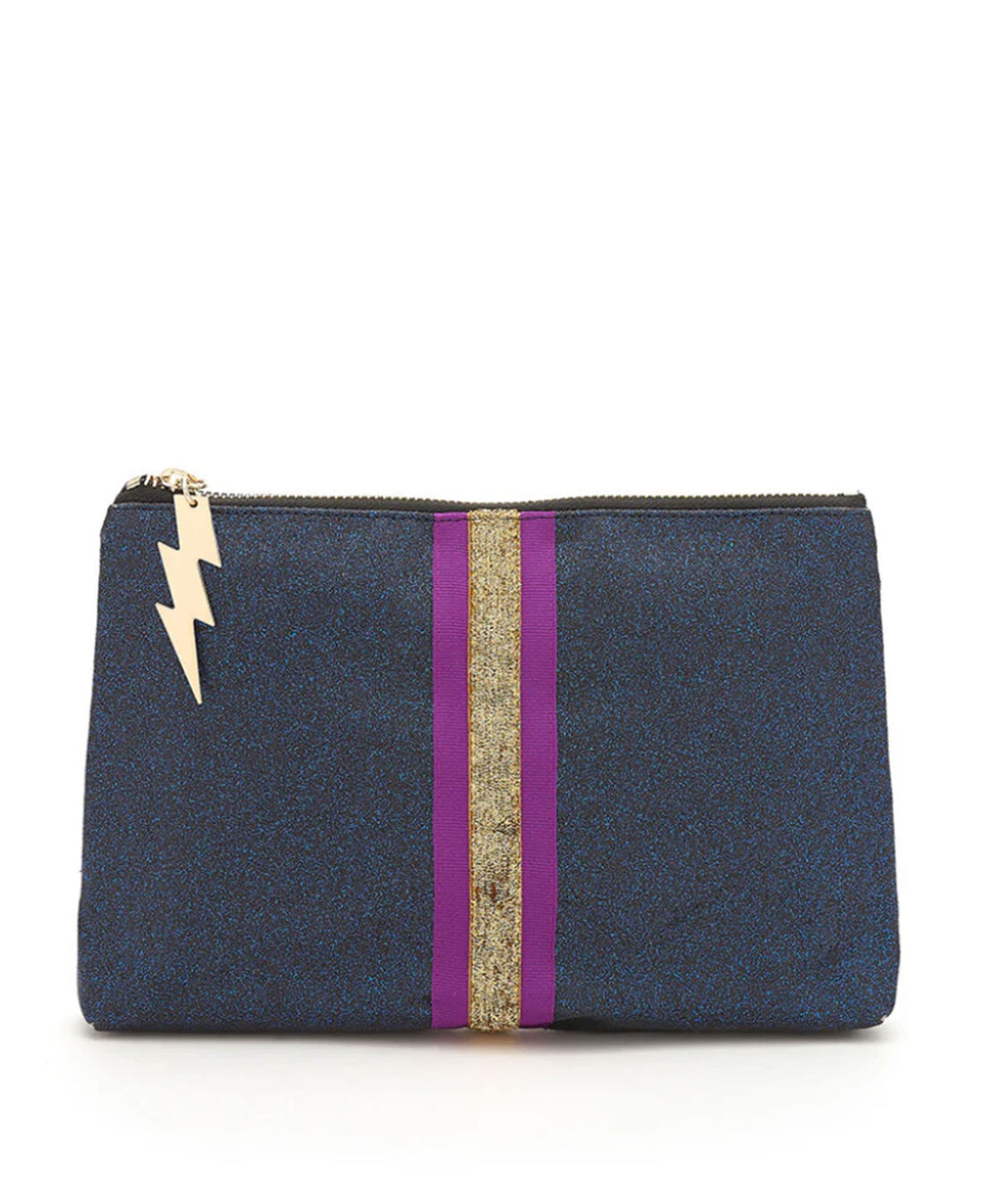 Navy Glitter Clutch Bag - Navy Medium