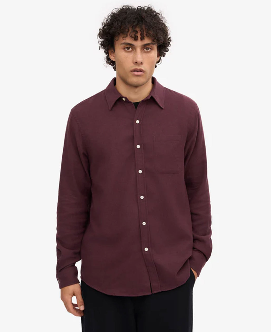 Organic Flannel Shirt - Oxblood Red