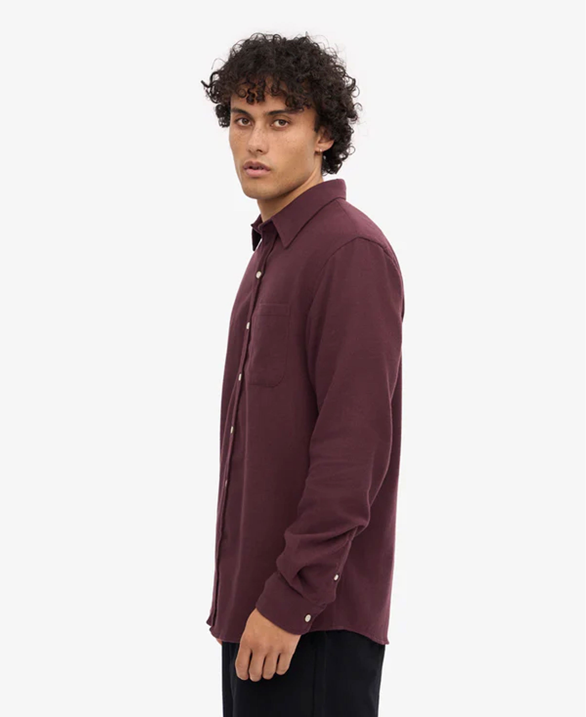 Organic Flannel Shirt - Oxblood Red