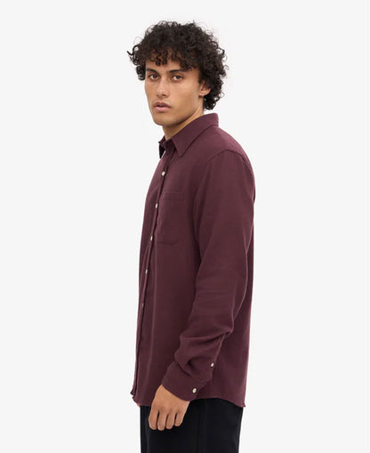 Organic Flannel Shirt - Oxblood Red