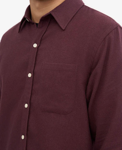 Organic Flannel Shirt - Oxblood Red