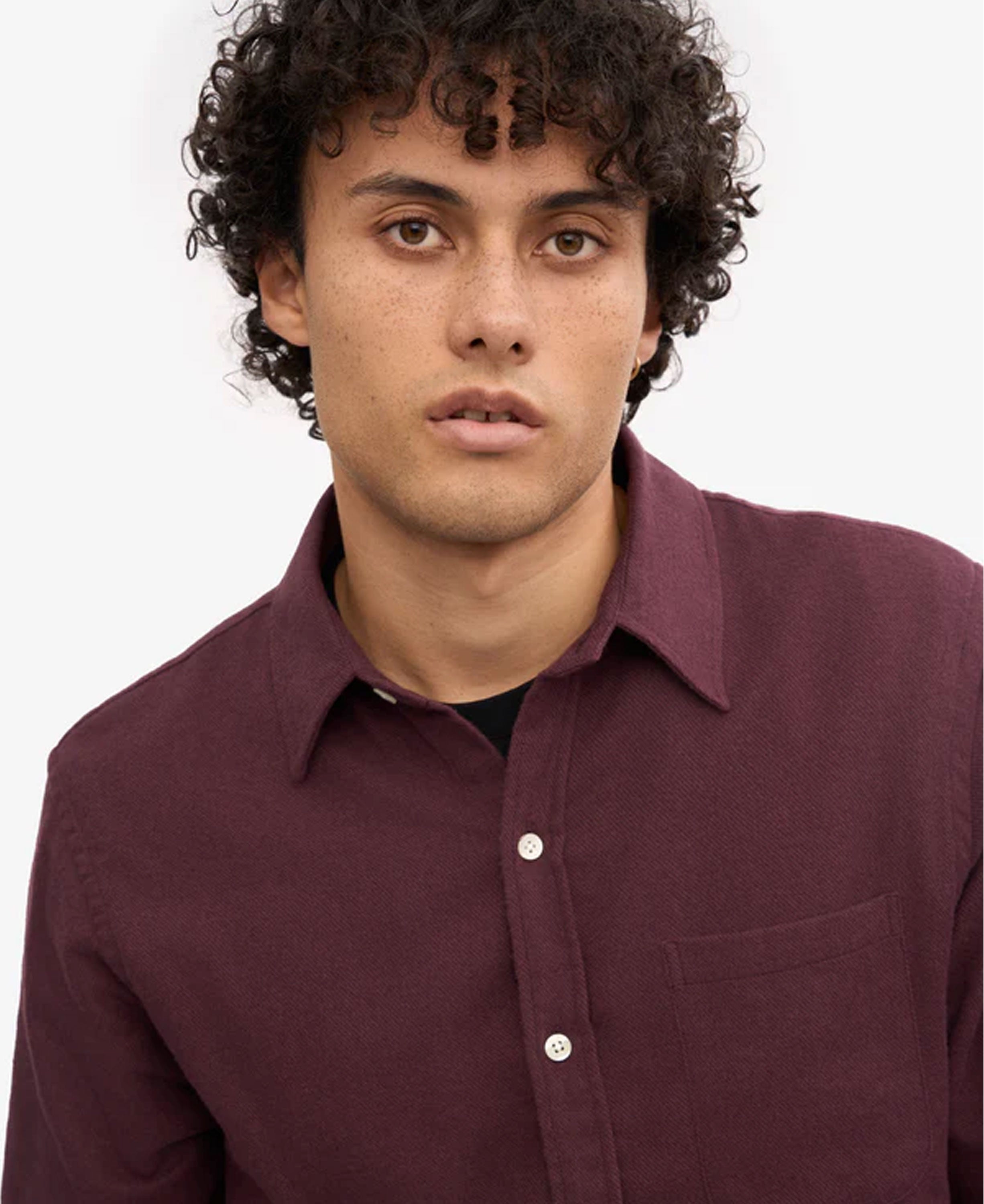Organic Flannel Shirt - Oxblood Red