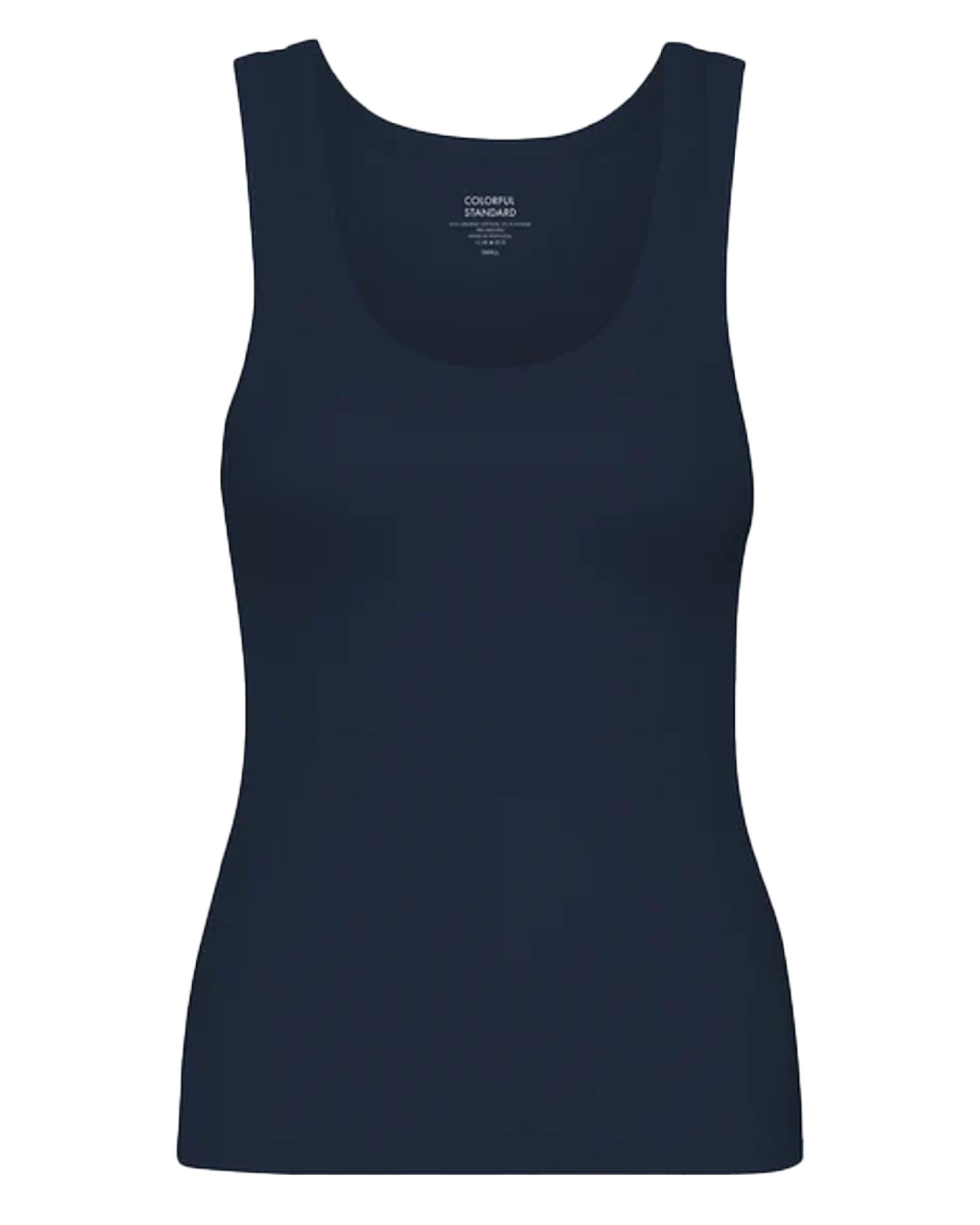 Women Organic Rib Tank Top - Navy Blue