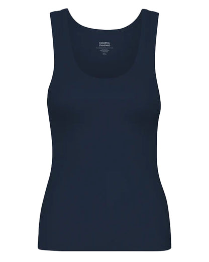 Women Organic Rib Tank Top - Navy Blue