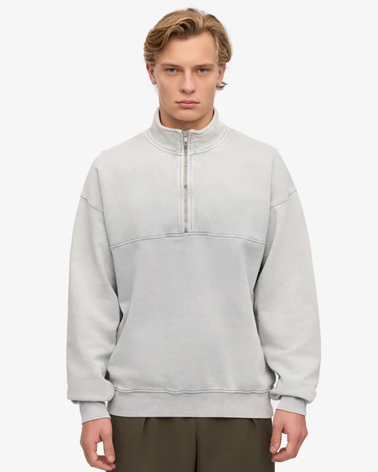 Organic Quarter Zip - Faded Grey