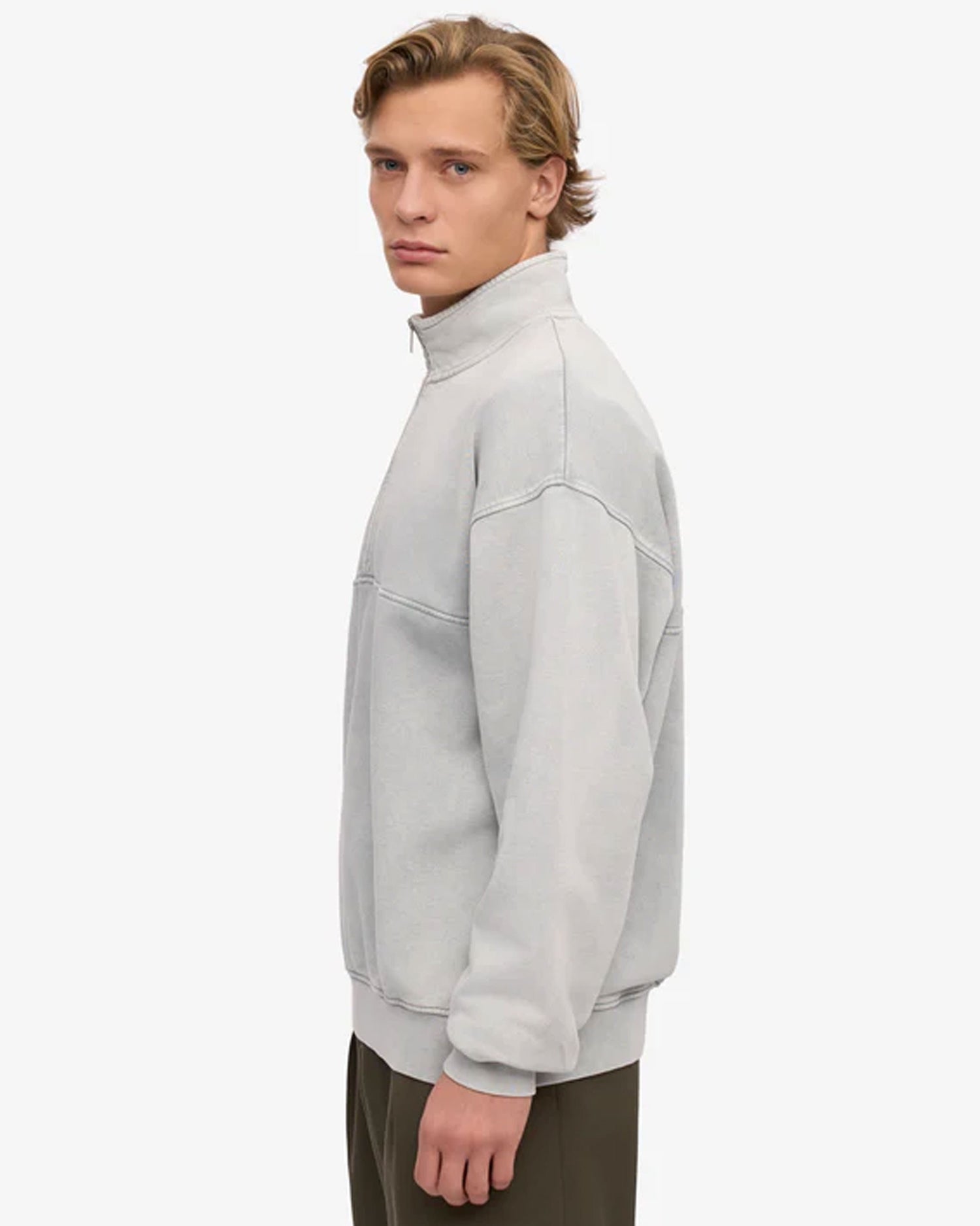 Organic Quarter Zip - Faded Grey
