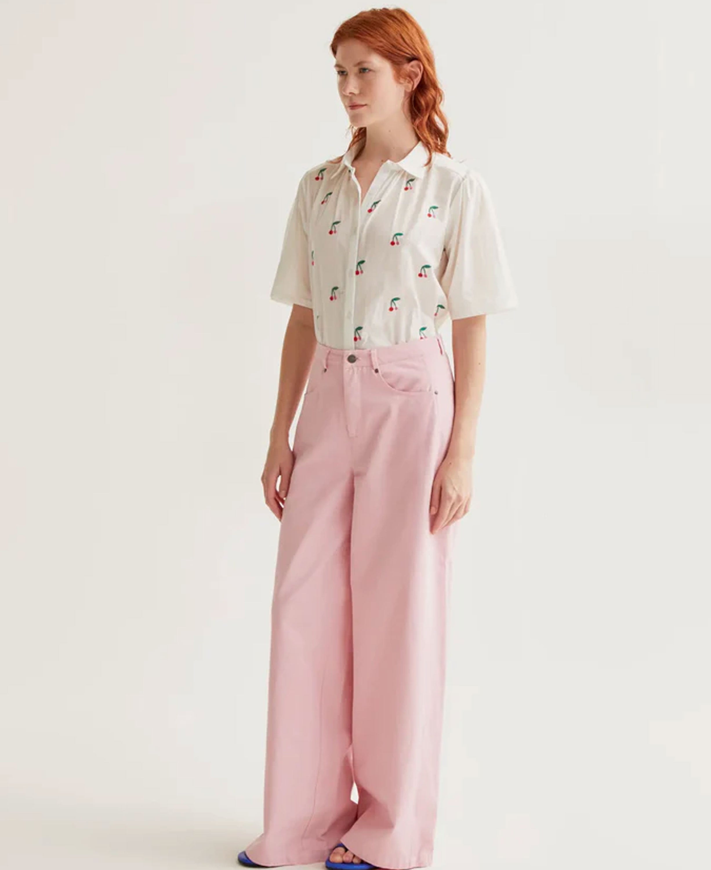 Cherries Cotton Shirt - Ecru