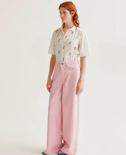 Cherries Cotton Shirt - Ecru