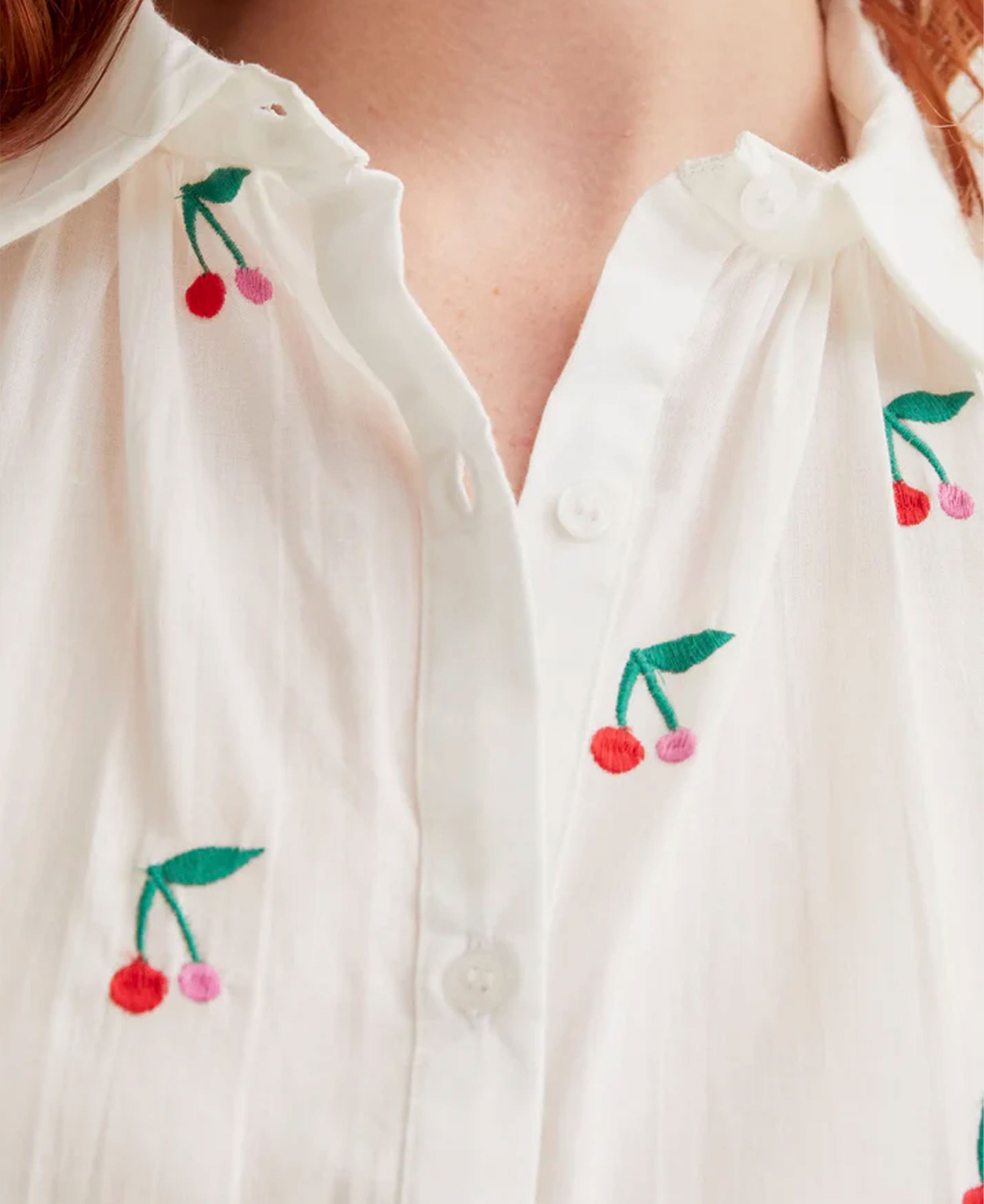 Cherries Cotton Shirt - Ecru