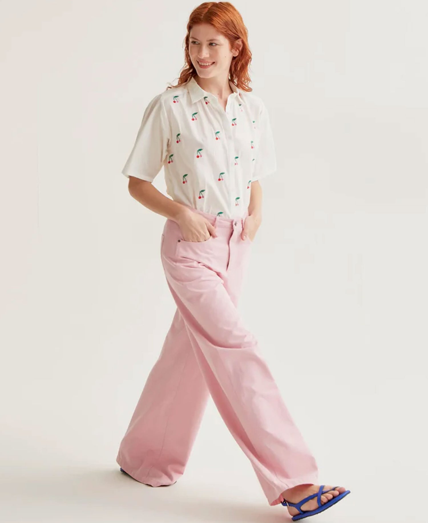 Cherries Cotton Shirt - Ecru