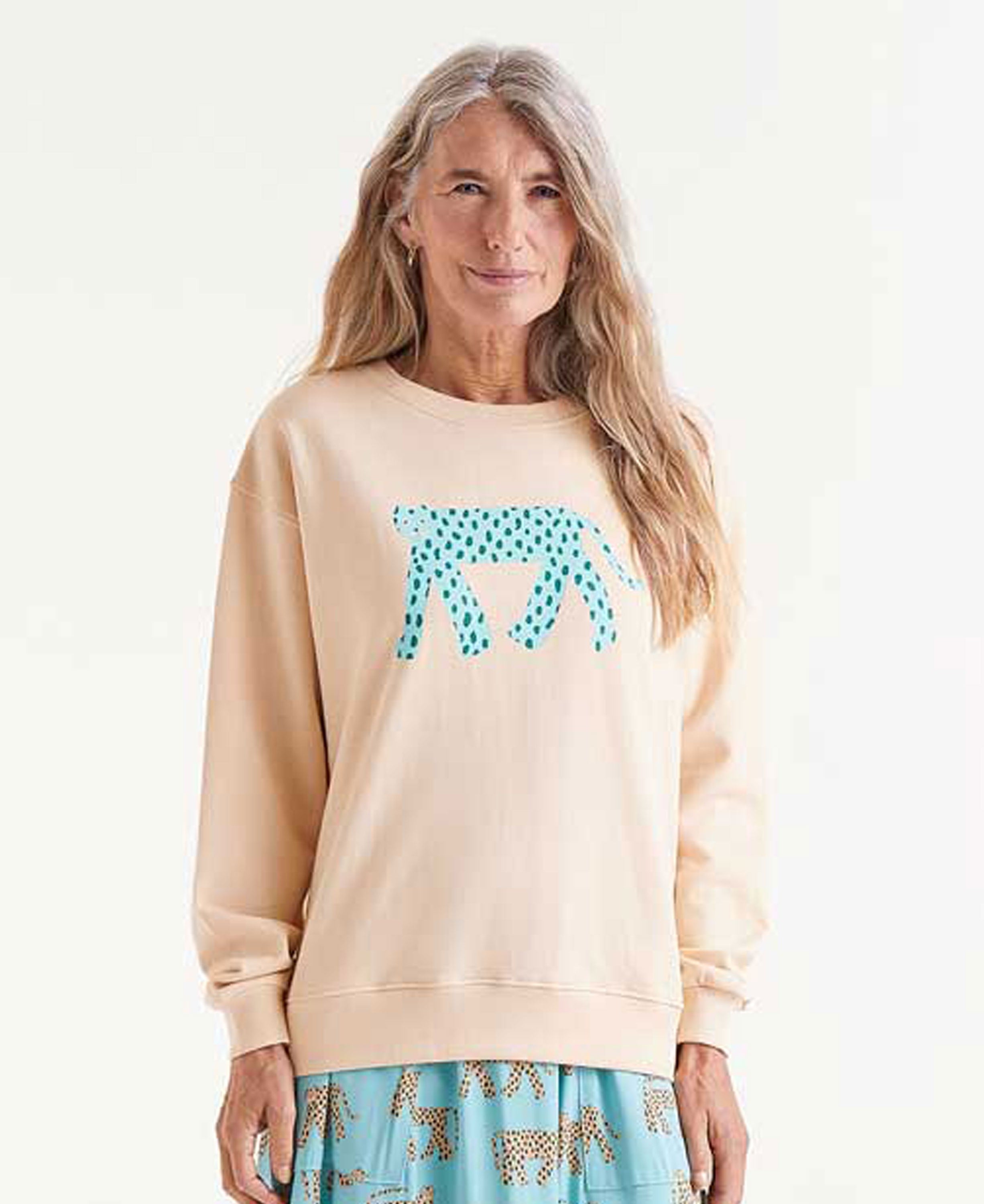 Jaguar Print Sweatshirt - Beige