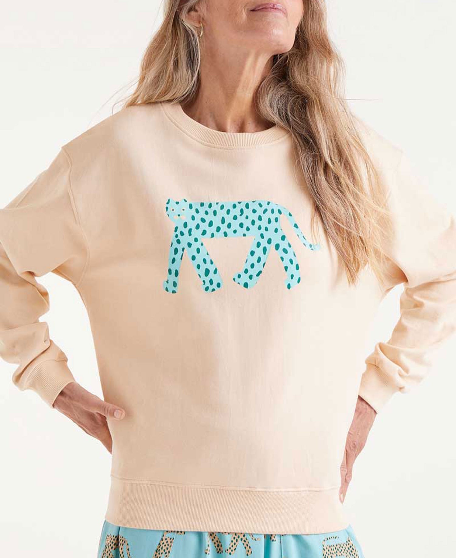 Jaguar Print Sweatshirt - Beige