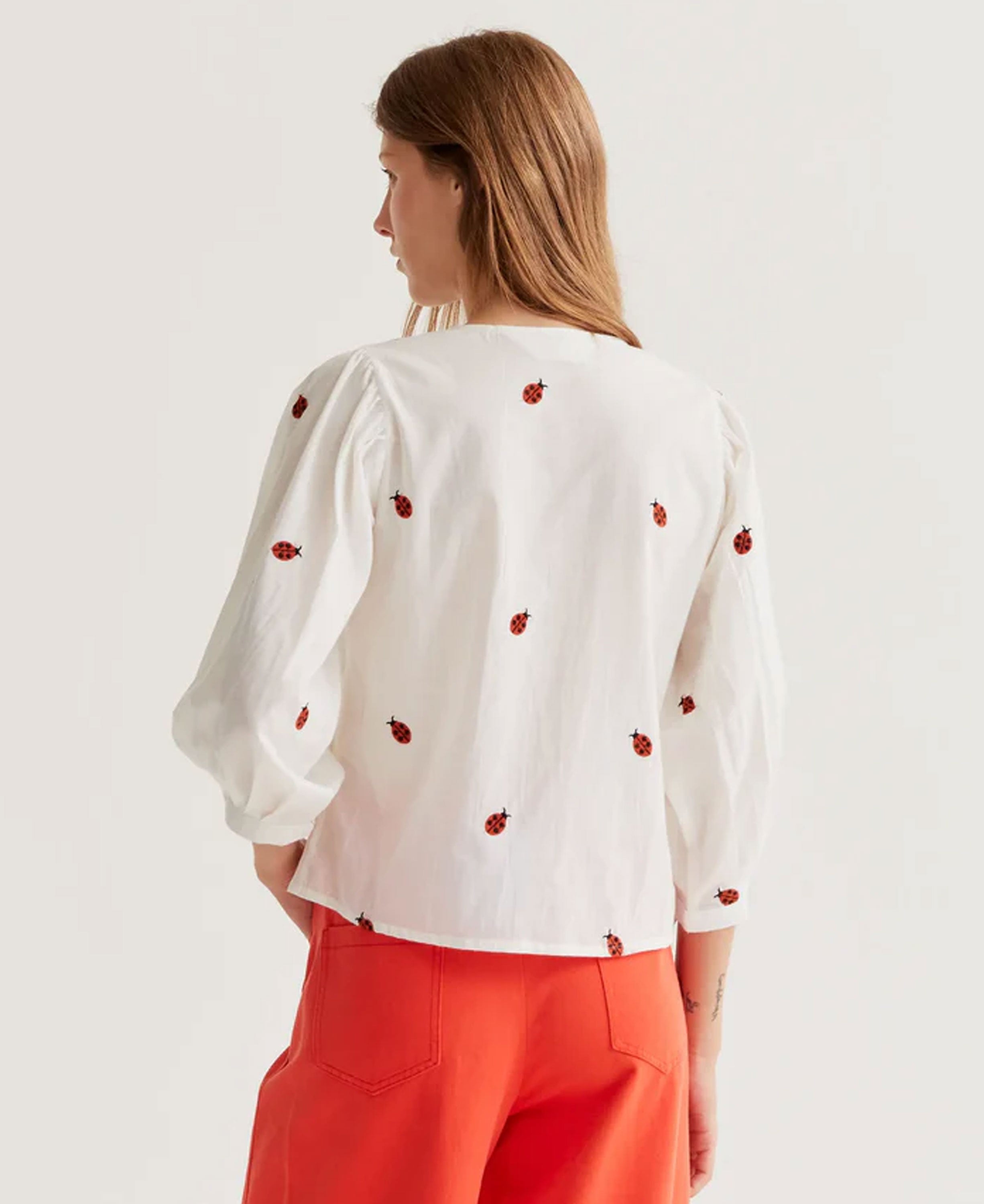 Ladybugs Cotton Shirt - Ecru