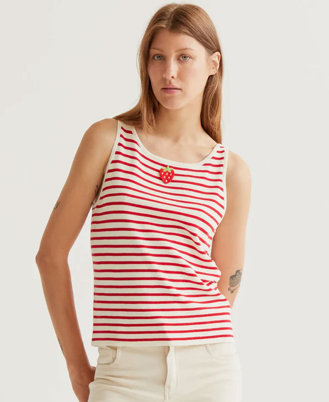 Stripe Top - White &amp; Red