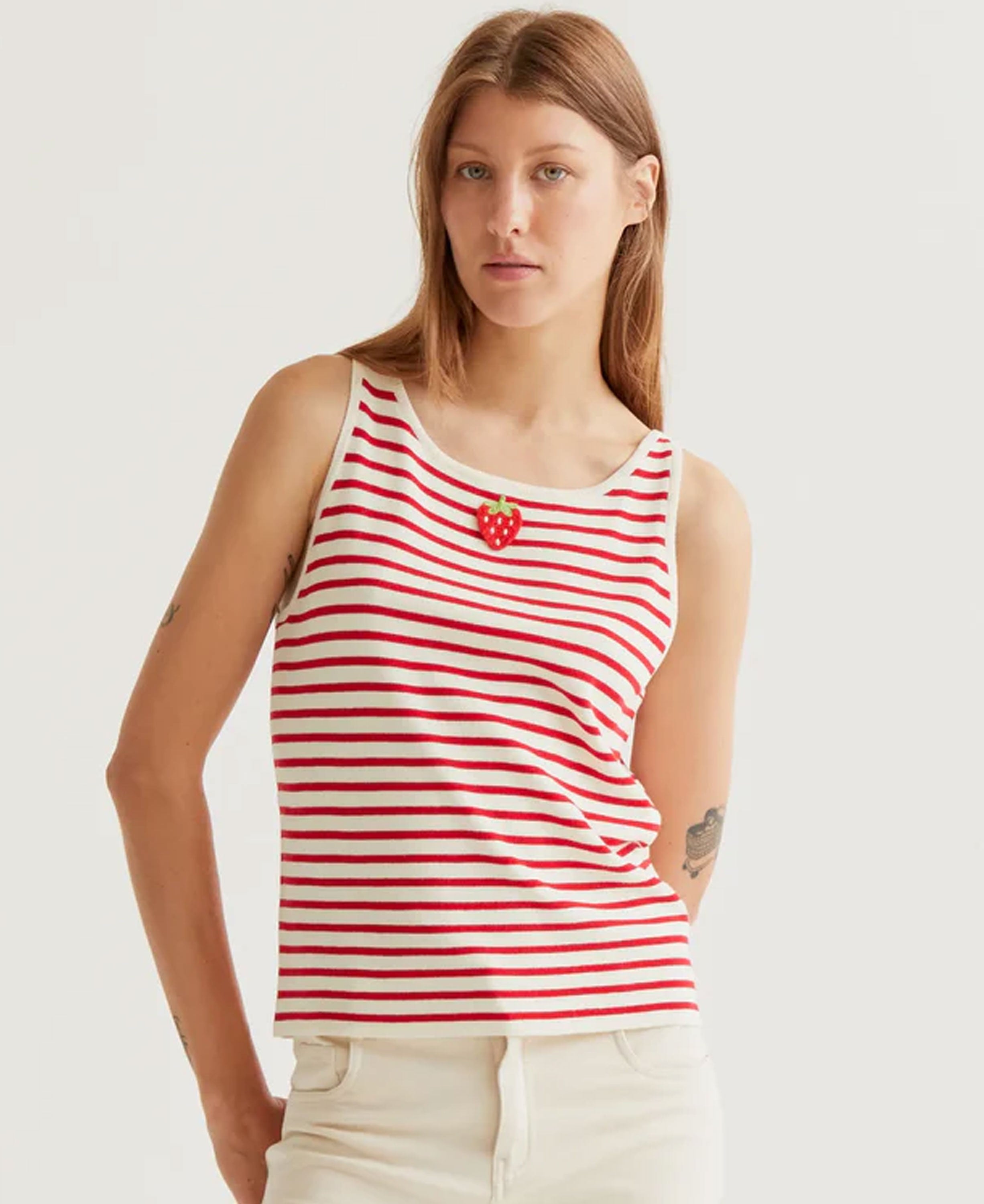 Stripe Top - White &amp; Red