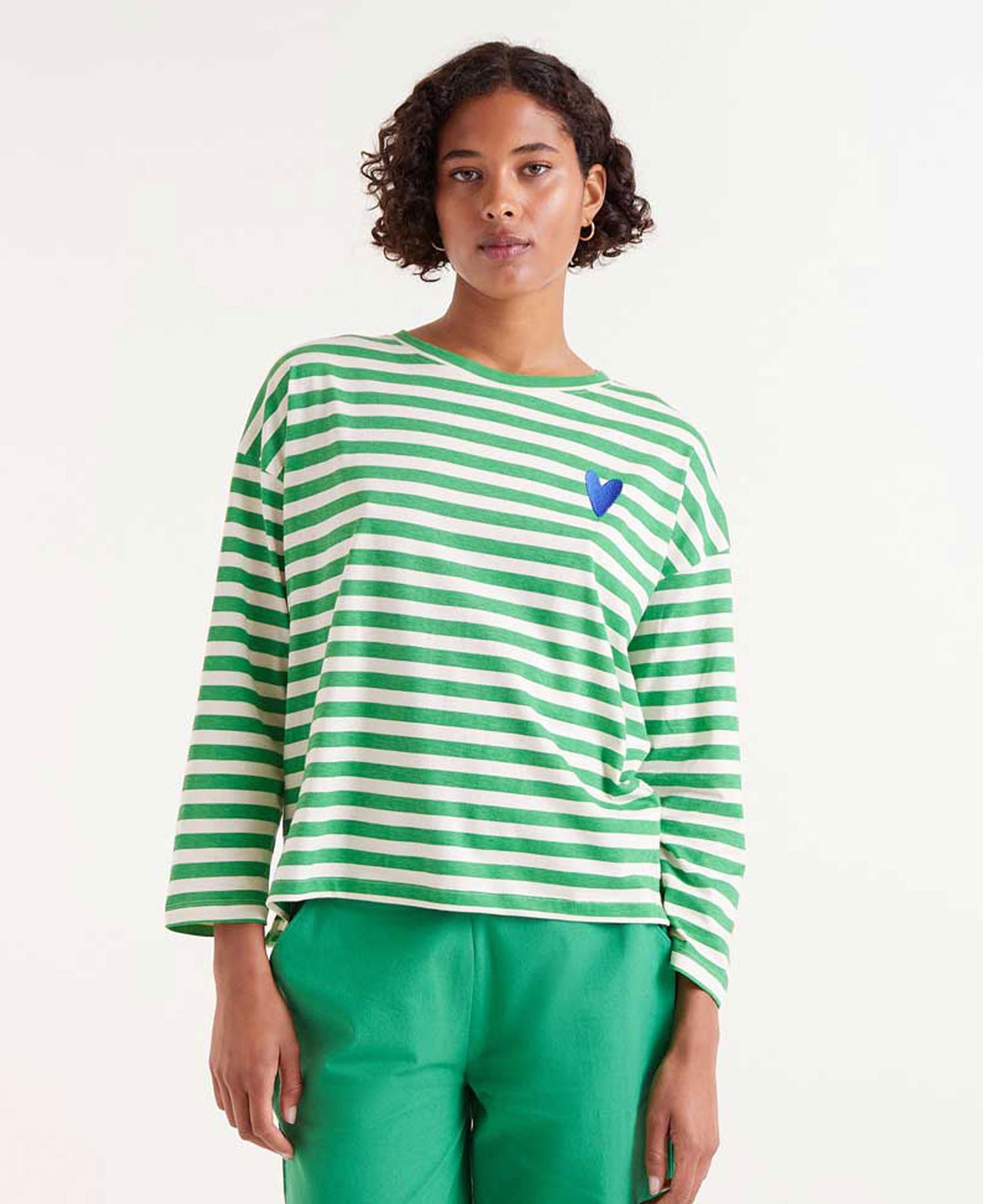 Striped Long Sleeve T-Shirt - White/Green